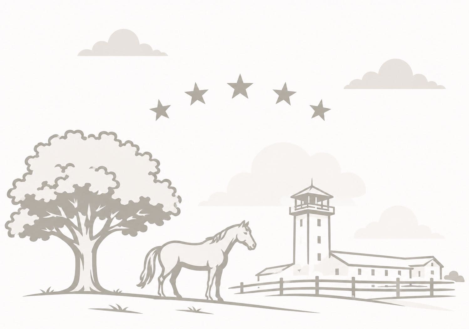 Illustration of a horse and Fort Campbell near Oak Grove, KY